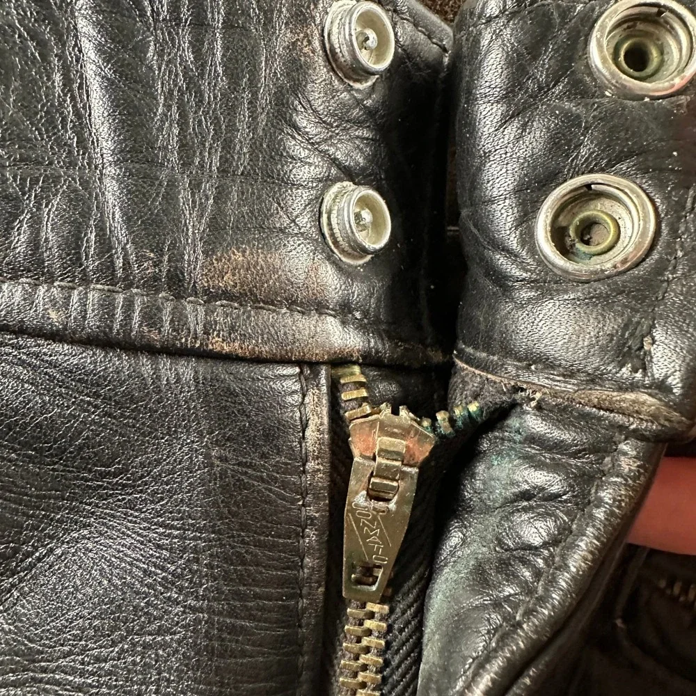 Vintage Langlitz Leathers Motorcycle Pants Mens 30 Black Conmatic Zip Biker 50's